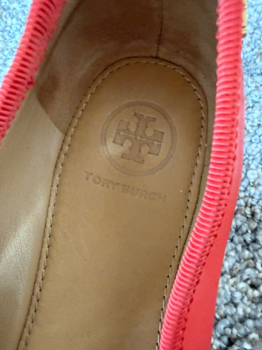 Tory Burch Orange/Red Leather Bow Ballet Flats - Picture 8 of 8